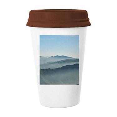 Imagem de Caneca de cerâmica Sunshine Mountains Sky Fog Nature Coffee Drinking Glass Ceramic Cup Lid
