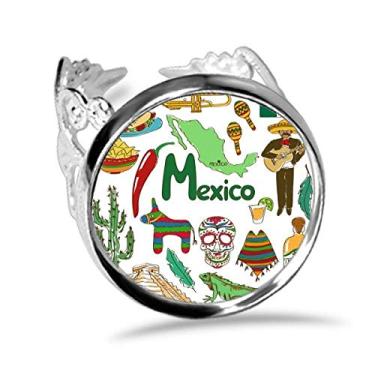 Imagem de DIYthinker Anel de noivado ajustável com a bandeira nacional de animais do México Landscap