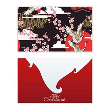 Imagem de Japan Cranes Sakura Cloud Sun Holiday Merry Christmas Cartões de parabéns Mensagem de Natal
