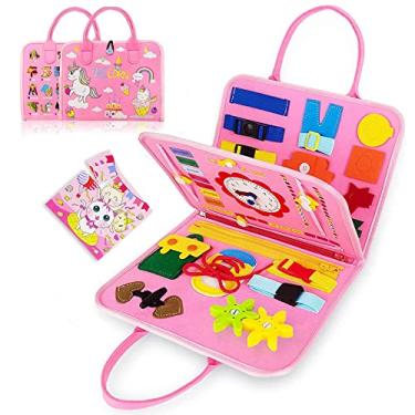 Imagem de lifcasual Brinquedos Montessori Busy Board para presentes de meninos e meninas de 1 a 4 anos, brinquedos sensoriais para crianças de 1 a 3 anos, brinquedos educativos de viagem para autismo, atividades