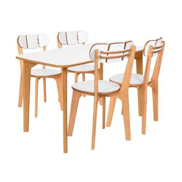 Imagem de Conjunto Mesa De Jantar Com 4 Cadeiras Em Madeira Divino - Anjo Gabrie