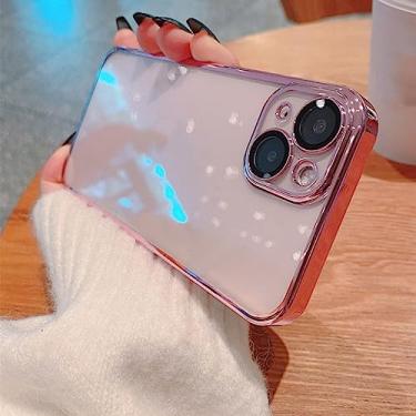 Imagem de Capa protetora de vidro transparente para celular para iPhone 14 13 12 11 Pro Max X XR XS 7 8 Plus SE Silicone à prova de choque, ouro rosa, para iphone X XS