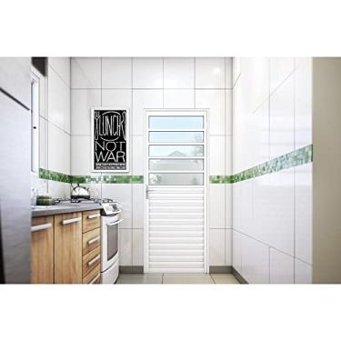 Imagem de Porta de Giro Direita Mista com Travessa em Aço 215cmx85cm Riobras Branco