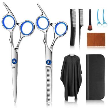 Imagem de Kits de Tesoura de Corte de Cabelo, Conjunto de Tesouras Profissionais de Aço Inoxidável para Barbeiro/Salão/Casa/Homem/Mulheres/Crianças/Adultos