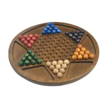 Imagem de Fancyes Damas chinesas de madeira clássico jogo de estratégia 13.78 "tabuleiro presentes de feriado coleções multiplayer 60 jogos de tabuleiro de bolinhas de