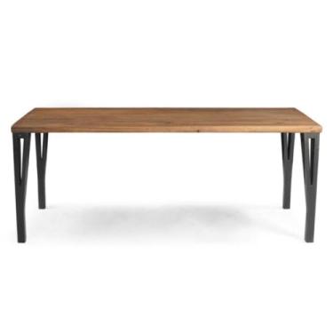 Imagem de Mesa de Jantar Renar Groove Retangular 190 cm x 90 cm Madeira Maciça cor Rustic Brown Base Grafite