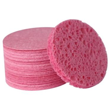 Imagem de Milageto Esponjas de limpeza facial esponjas de remoção de máscara redonda absorvente esfoliante rosto esponja para banho esfoliante beleza diária, 50 unidades