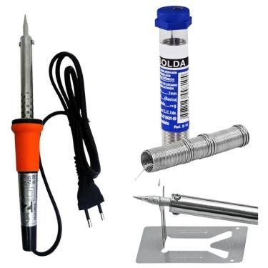 Imagem de Kit Ferro De Solda Soldar Soldador 60w + Estanho