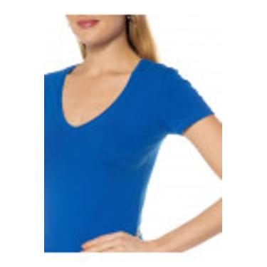 Imagem de Camiseta Feminina Básica Decote V Com Elastano (Azul) Hering