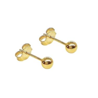 Imagem de Brinco Infantil Bolinha Folheado A Ouro Lisa Antialérgico