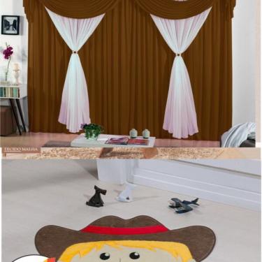 Imagem de Kit Decoraç��o P/ Quarto De Menino = Cortina Malha Jessica + T
