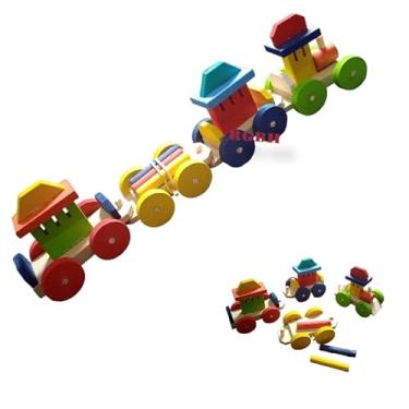 Imagem de Brinquedo Pedagógico Em Madeira Trem/Trenzinho Premium Tamanho G