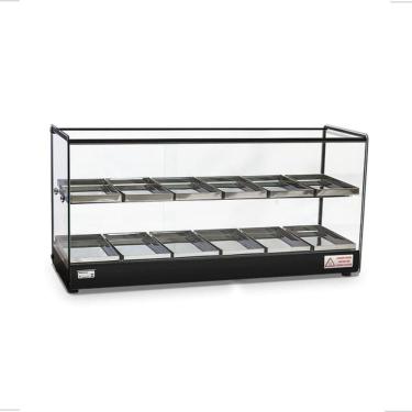 Imagem de Estufa Vitrine Aquecedor Salgados Dupla 12 Bandejas Led 127v