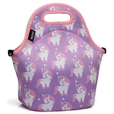 Imagem de VASCHY Lancheira isolada para crianças, lancheira de neoprene feminina à prova d'água, bolsa térmica de piquenique, lancheira para homens, trabalho, escritório, escola, viagem, com alça de ombro