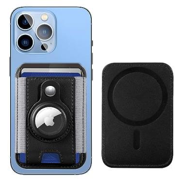 Imagem de Miroddi Carteira Magsafe de couro, carteira Magsafe com suporte AirTag para iPhone 14 Pro Max/14 Pro/14/13/12 Airtag Wallet Magsafe, porta-cartão magnético para parte traseira do iPhone 13, 12 e 14, preta