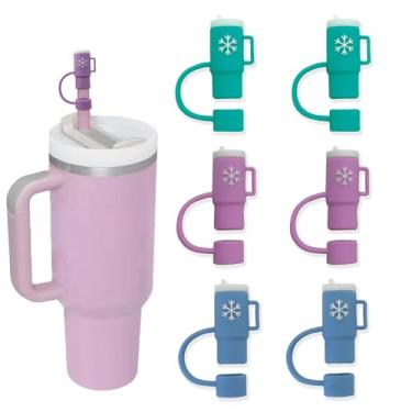 Imagem de Stanley Capa de palha, cobertura de silicone de 10 mm para copos Stanley Cup 30 e copos de 1,134 g (roxo, verde lago, azul claro)