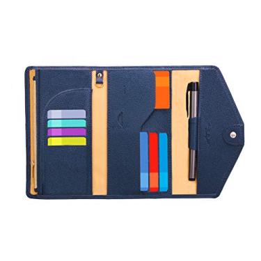 Imagem de ZOPPEN Carteira de viagem multiuso com bloqueio de RFID para passaporte (Ver.4) Porta-cartão de passaporte e vacina Combo Organizador de documentos com três dobras essenciais de viagem, #14 Azul,