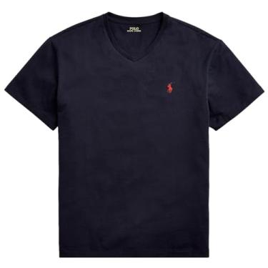 Imagem de Polo Ralph Lauren Camiseta masculina com gola V e modelagem clássica, Ralph Lauren, azul-marinho, XXG