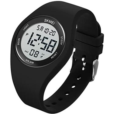 Imagem de Gosasa Relógio esportivo casual estilo simples pulseira de silicone feminino masculino 30 m à prova d'água, Digital-preto e branco
