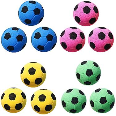 Imagem de Bolas de futebol de espuma macia para gatos esponja, 4 cm para exercícios e brincadeiras interativas, brinquedo sem ruído para felinos, 12 peças