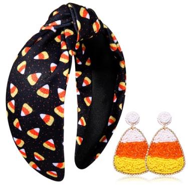 Imagem de YAHPERN Faixa de cabeça de Halloween feminina, acessórios de Halloween, fantasma assustador, abóbora, doce, milho, nó gótico, faixas de cabeça, roupas de Halloween, presentes de festa de fim de ano