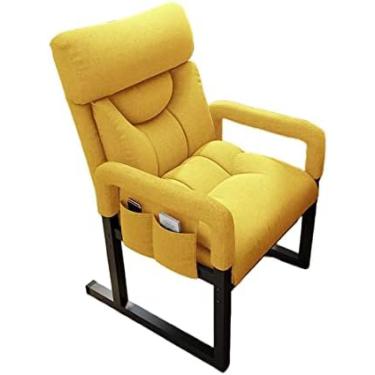 Imagem de Poltrona Lounge Sala de estar Poltrona Wingback Cuddle Chair Moderno conforto anti-queda para idosos sedentários Pequeno computador doméstico, amarelo, cadeira + pedal X1