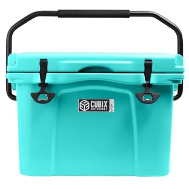 Imagem de Cubix Outdoors Viva Refrigerador rígido rotomoldado portátil de 25 qt, caixa de gelo resistente comporta até 30 latas, refrigerador isolado, retenção de frio de 5 dias para viagens, praia,