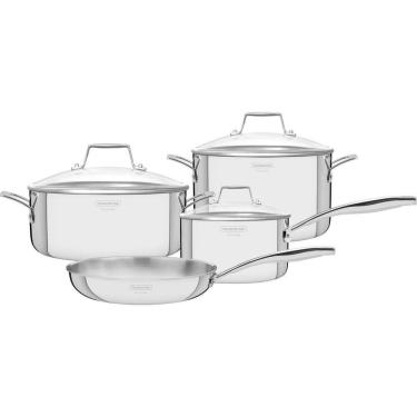 Imagem de Jogo De Panelas Tramontina Aço Inox Grano Corpo Triplo 4 Pç