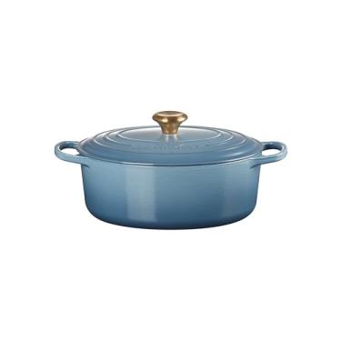Imagem de Le Creuset Panela Oval 31Cm Sig (Peg Dourado) Chambray