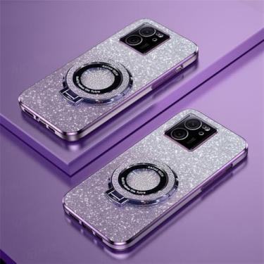Imagem de Para Xiaomi Mi 13T 12T 11T Pro 14 13 12 11 Lite POCO X3 NFC X5 F3 F4 F5 M3 M4 Capa de silicone revestida com suporte magnético, anel roxo, para POCO F5 Pro
