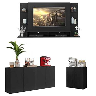 Imagem de Conjunto Sala de Estar Painel Tv 60" e 2 Aparadores Olívia Multimóveis Preto