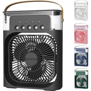 Imagem de Ventilador Portátil 3 Em 1 Mini Ar Condicionado Umidificador E Climatizador Com LED Tanque De Água De 600ml 3 Velocidades De Vento E Pulverizador de 5 Furos 4 Cores Disponíveis (PRETO)