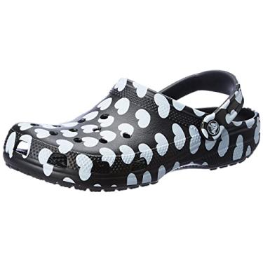 Imagem de Crocs Tamancos femininos clássicos marmorizados tie-dye, Preto, branco, 12 Women/11 Men