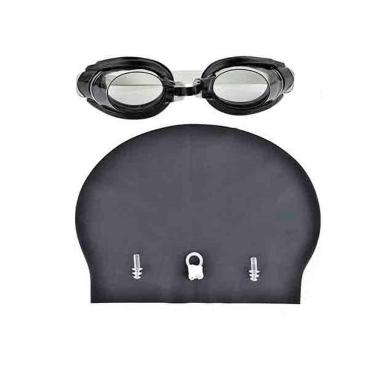 Imagem de Kit Natação Com Óculos, Touca, Protetor Nasal E De Ouvido