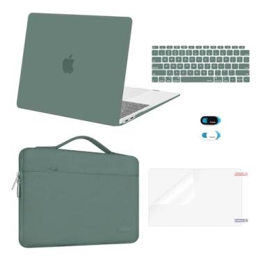 Imagem de MOSISO Compatível com MacBook Air de 13 polegadas, capa M1 Chip 2021, 2020, 2019, 2018, versão A2337, A2179, A1932, tela retina, capa rígida de plástico, bolsa, película de teclado, capa de webcam e