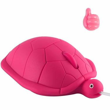 Imagem de Dpisuuk Mouse com Fio, Lindo Mouse de Tartaruga, Silencioso com 1 Suporte de Cabo Aleatório, para Crianças, Laptop e Notebook (Vermelho)