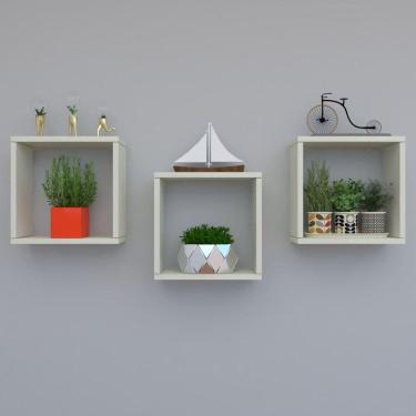 Imagem de Kit Com 3 Nichos Decoração Para Quarto Nude 30x30x12cm