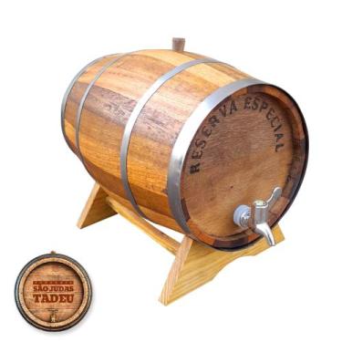 Imagem de Barril cachaça 5 litros com torneira cromo luxo - Artesanal