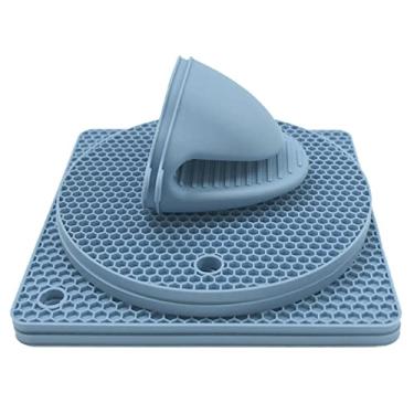 Imagem de 4PCS Tapete de mesa de aquecimento 2PCS Clipes de mão para forno Almofadas para panela quente Luvas de silicone para forno para cozinha Cozinhar Jantar Micro Assar