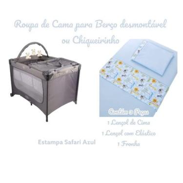 Imagem de Kit Roupa de Cama para Berço Desmontável Portátil Chiqueirinho 3 Peças