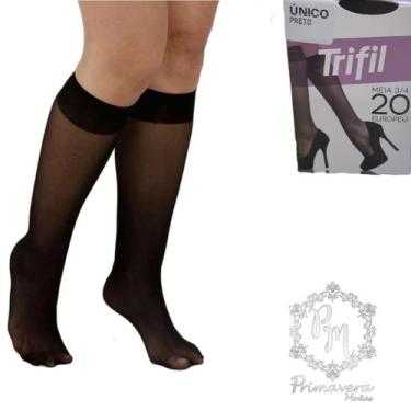 Imagem de Meia Feminina 3/4 Trifil Fio 20 Europeu, Preto, Único