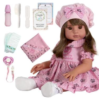 Imagem de Bebe Reborn Realista Princesa Castanho Silicone Barato - Cegonha Rebor