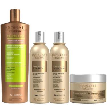 Imagem de Escova Progressiva Vegana Burix One 1l + Kit Extreme Repair Shampoo + 