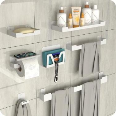 Imagem de Kit Acessórios Para Banheiro 7 Peças Branco ELG - MetalCromo