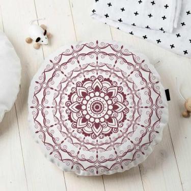 Imagem de Almofada Redonda Estampada Mandala 45x45cm Provence Vinho - FASTLAR