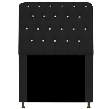 Imagem de Cabeceira Lady Estofada com Strass 90 cm para Cama Box Solteiro Corano Preto Quarto - AM Decor
