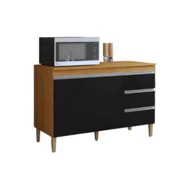 Imagem de Gabinete Para Pia Andreia Sem Tampo 120cm 2 Portas 3 Gavetas Amendoa -