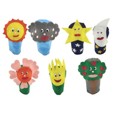 Imagem de Fantoche De Mão 25cm Kit 7 Unidades Elementos Da Natureza