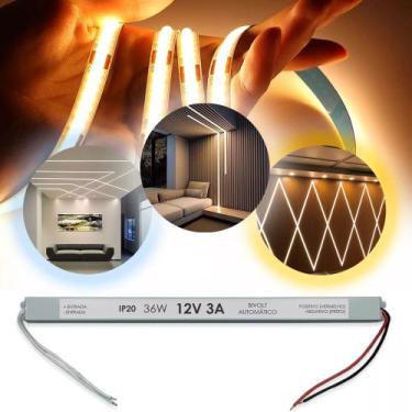 Imagem de Fonte Slim Drive 36w 12v 3a Fita LED Chaveada Compacta Lustre Luminári