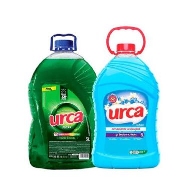 Imagem de Kit 1 Lava Roupas Liquido Urca Verde 5l + 1 Amaciante Urca Brisa Azul 